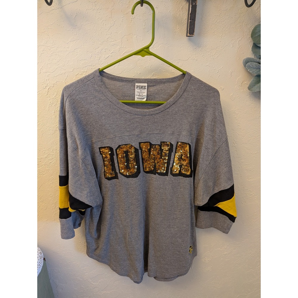PINK Victoria's Secret Iowa Hawkeyes Sequin Athletic T-Shirt Women's M